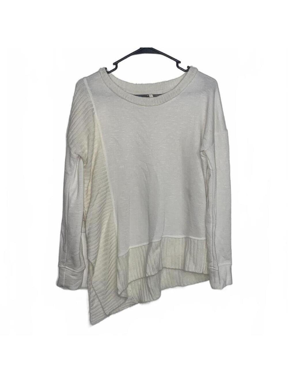 Maurices Cream Asymmetrical Sweater Top Medium Soft Girl Cozy Minimalist Style